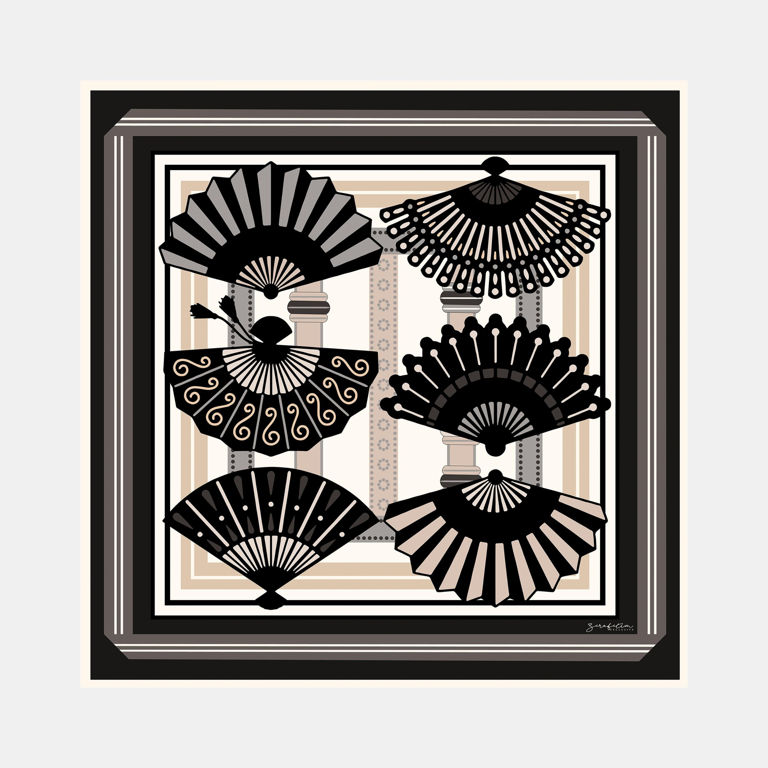 Sensu Desen İpek Twill Eşarp