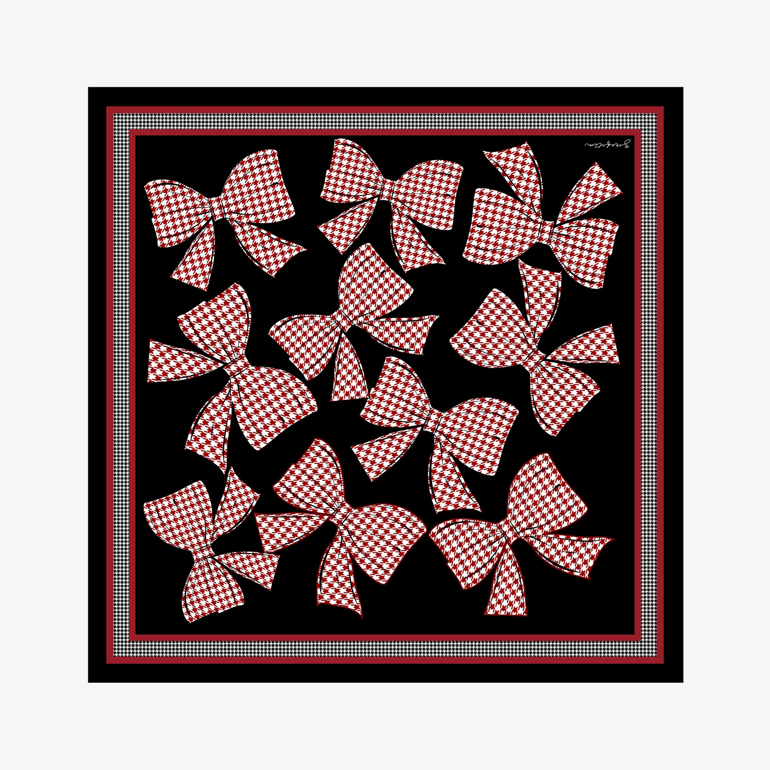 Toka Kazayağı Desen İpek Twill Eşarp