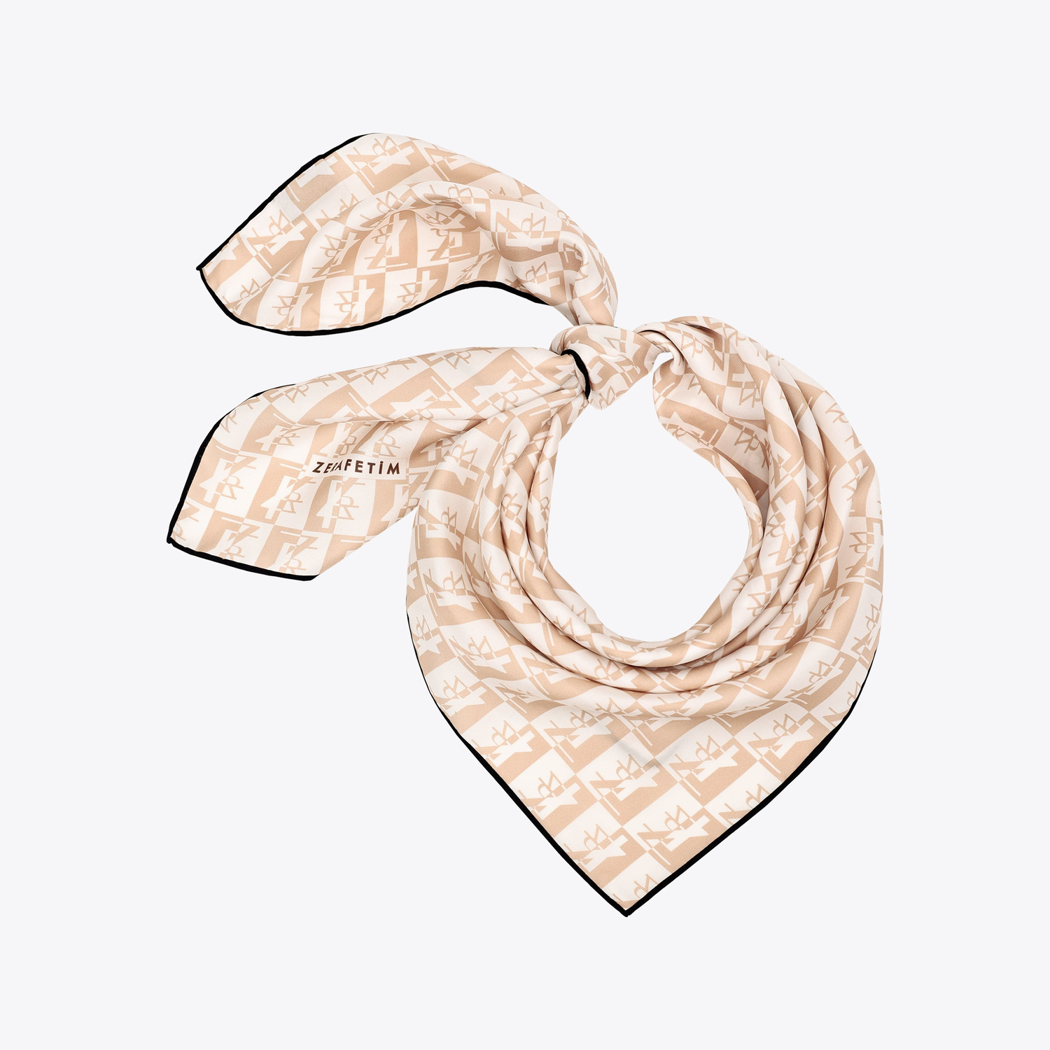 Zrf Monogram Desen İpek Twill Eşarp