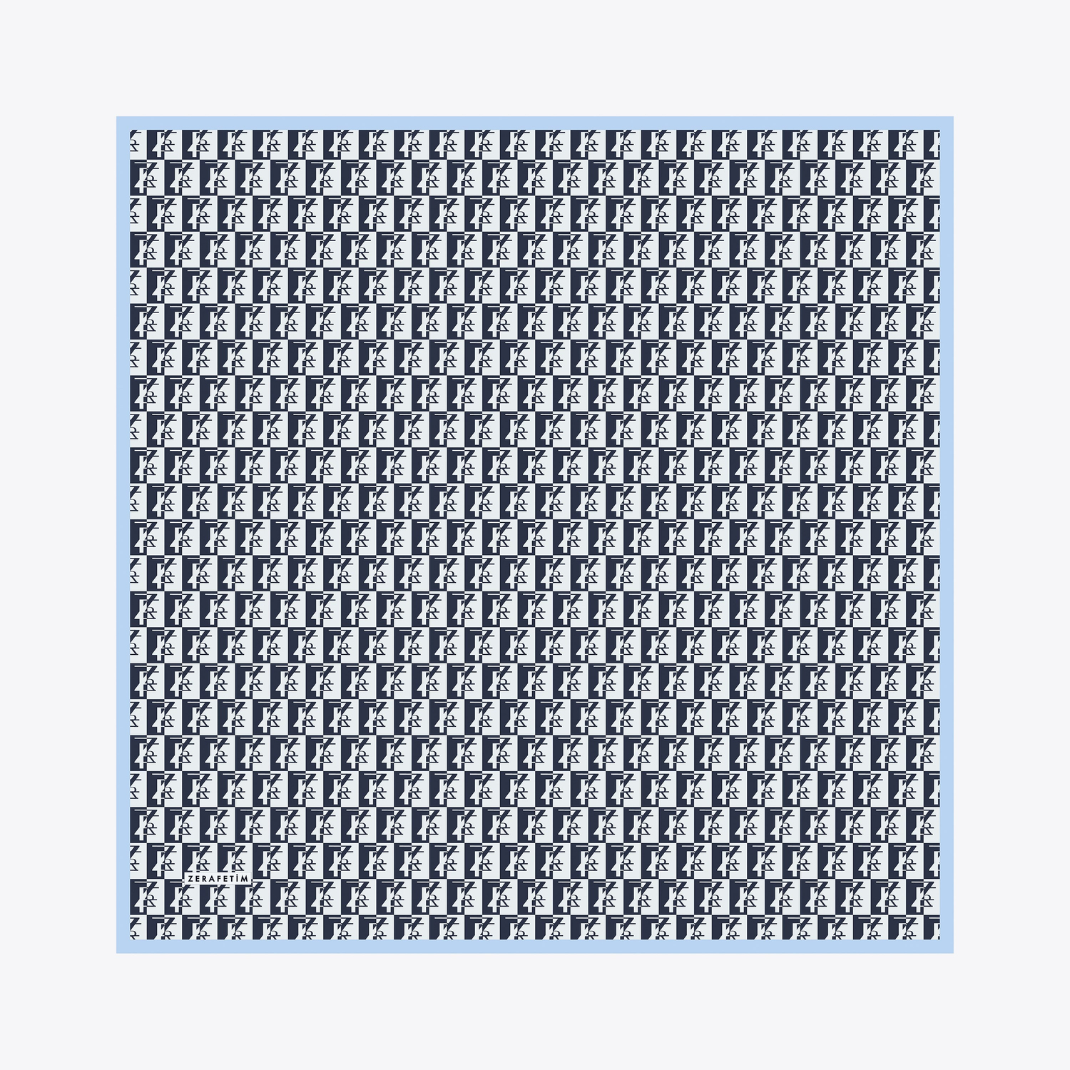 Zrf Monogram Desen İpek Twill Eşarp
