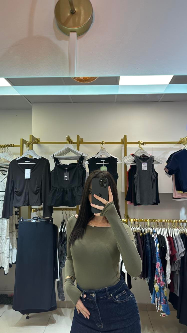 Haki renk kaşmir bluz