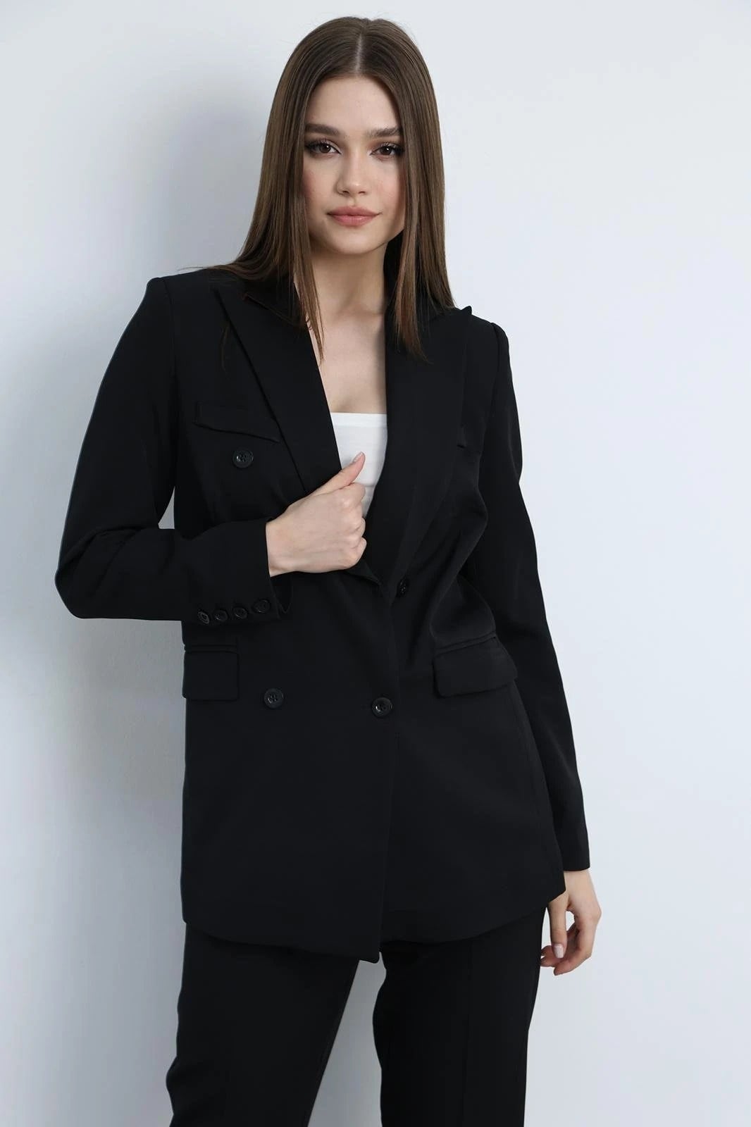 Aria Düğmeli Blazer Ceket Siyah