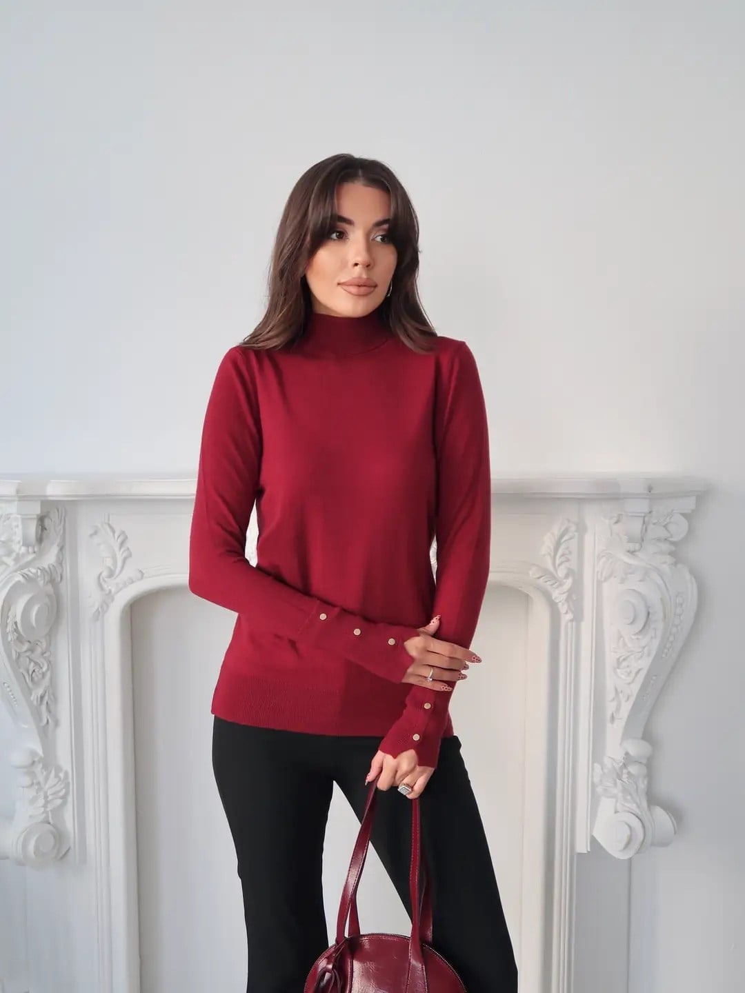 Balıkçı Yaka Detaylı Kazak