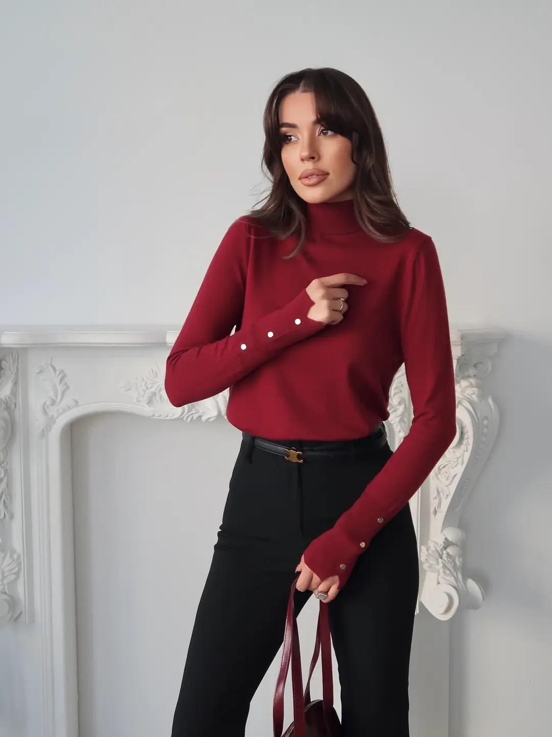 Balıkçı Yaka Detaylı Kazak