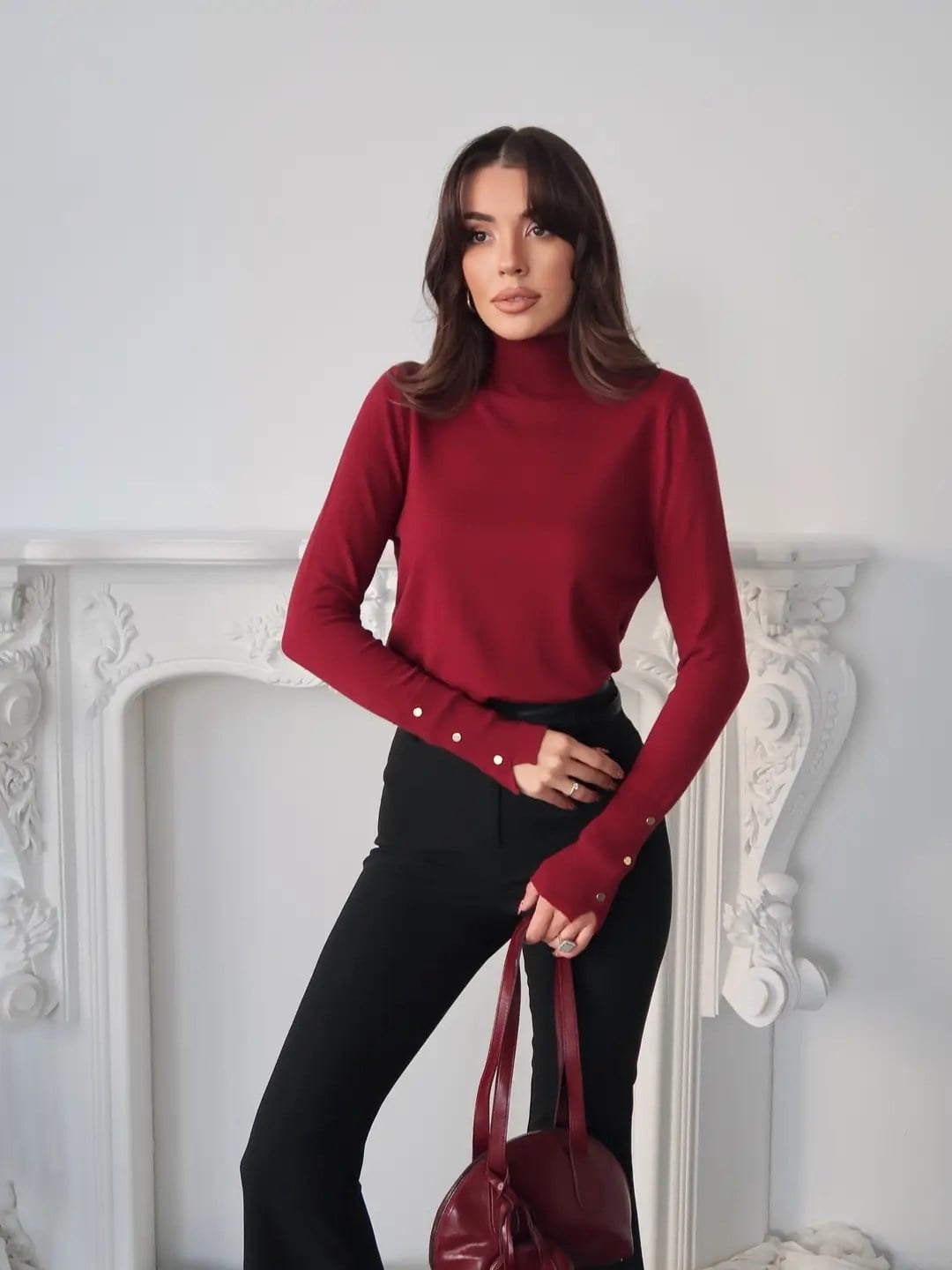 Balıkçı Yaka Detaylı Kazak