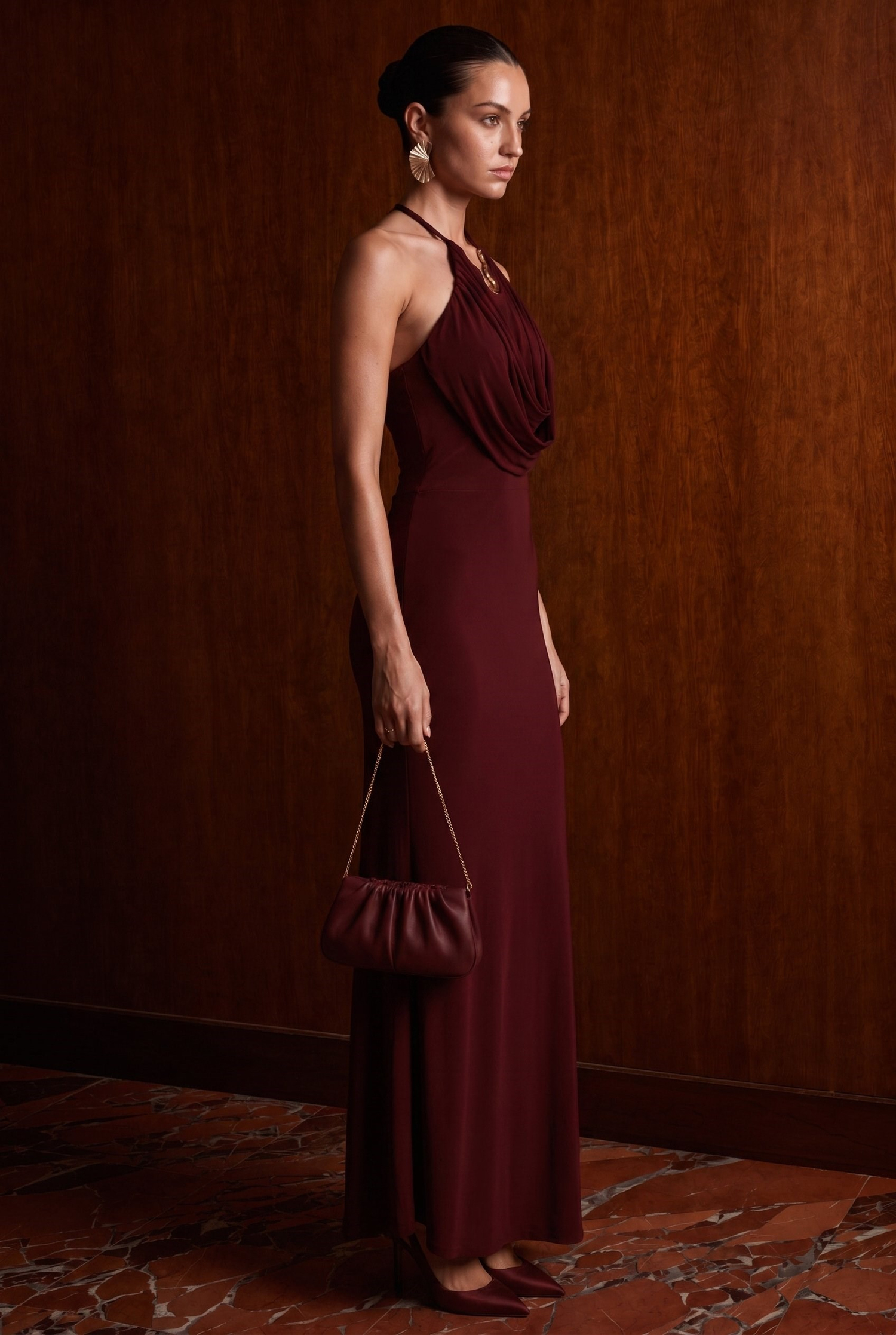 Blake Halter Yaka Elbise Bordo