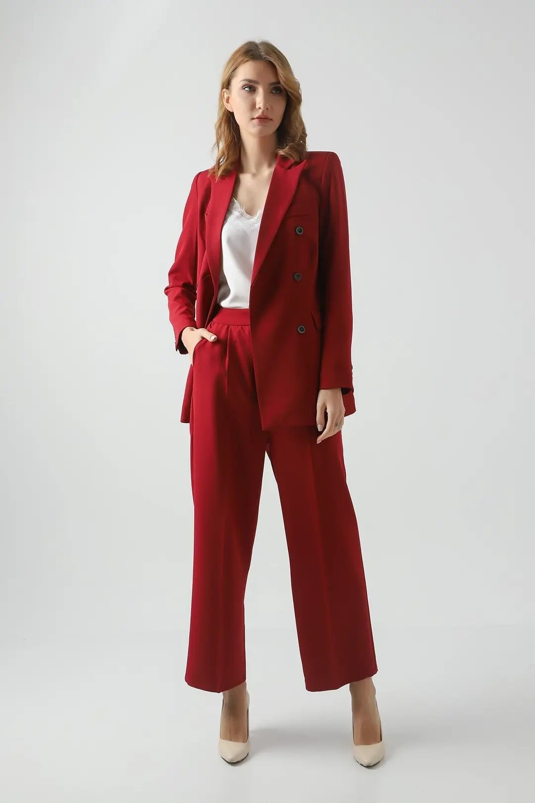 Bordo Ceket Pantolon Takım
