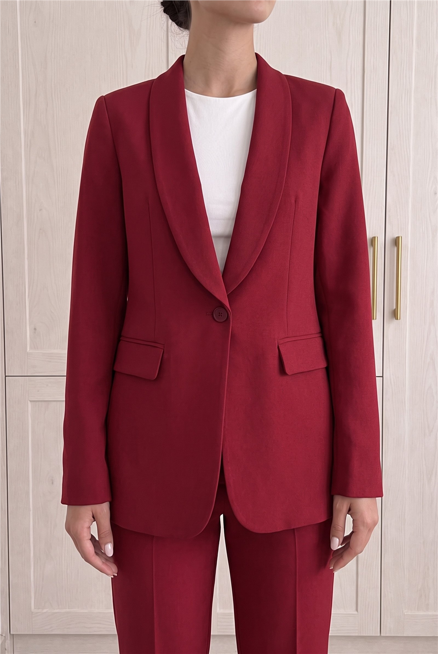 Bordo Klasik Blazer Ceket ve Kumaş Pantolon Takım