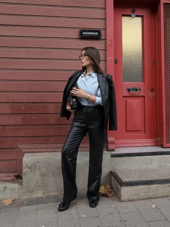 Carrie Deri Blazer Ceket Siyah
