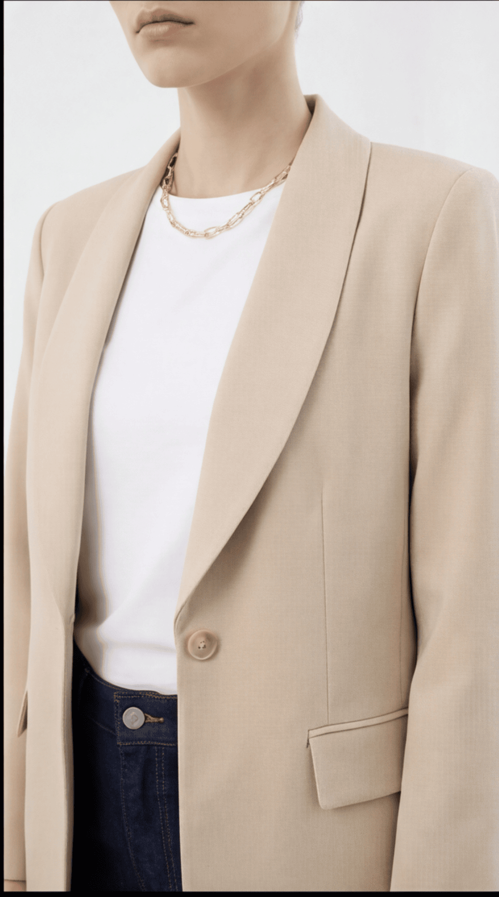 Düğme Detaylı Oversize Blazer Ceket Bej