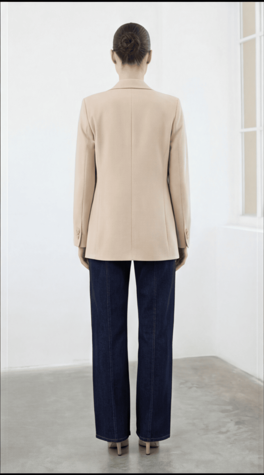 Düğme Detaylı Oversize Blazer Ceket Bej