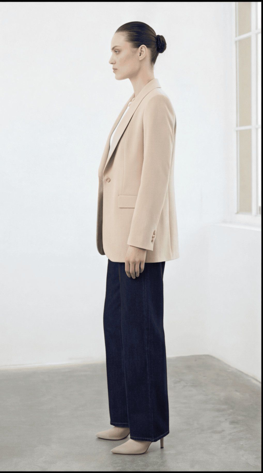 Düğme Detaylı Oversize Blazer Ceket Bej