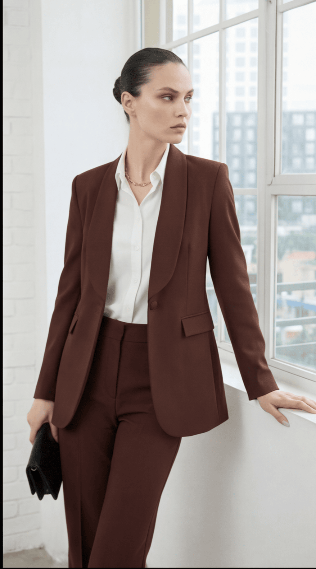 Düğme Detaylı Oversize Blazer Ceket Kahverengi