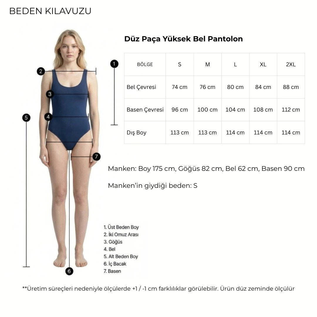 Düz Paça Yüksek Bel Pantolon Bej