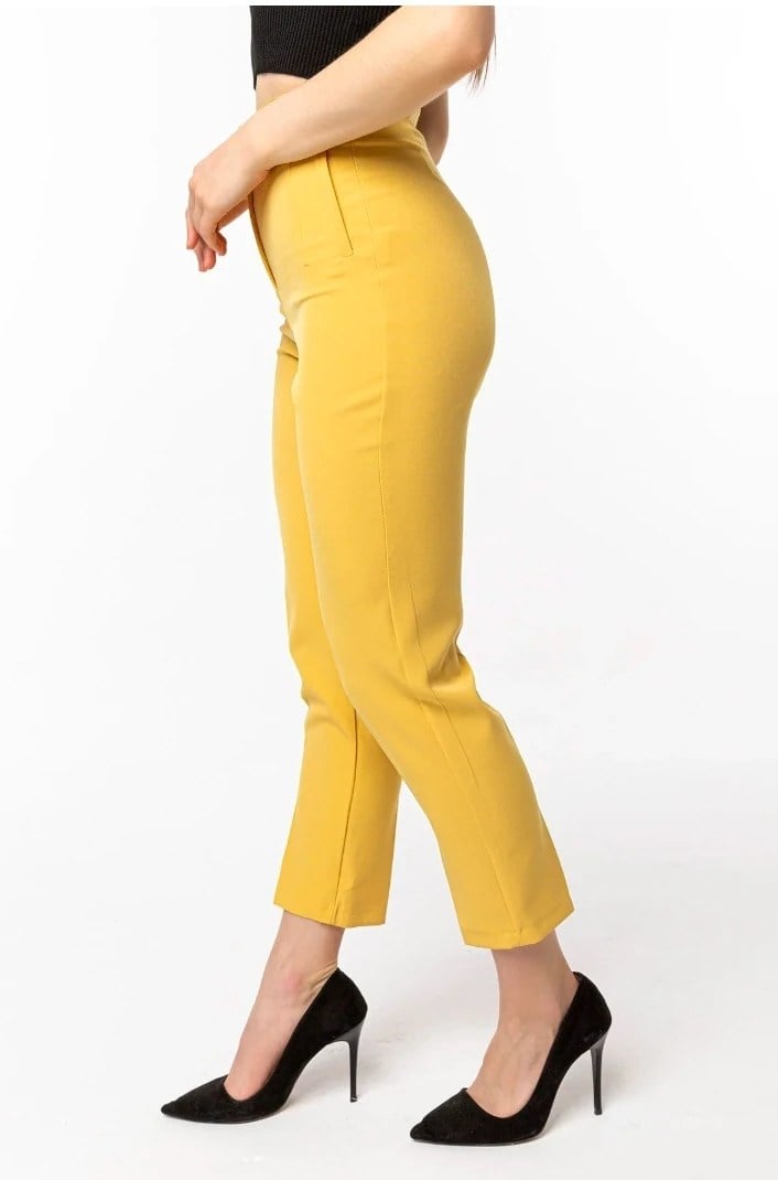 Elysia Çift Pens Pantolon Sarı