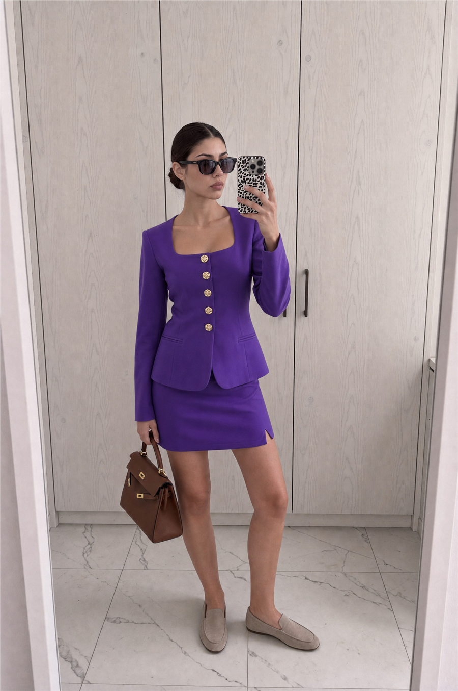 Eva Button Suit Mor