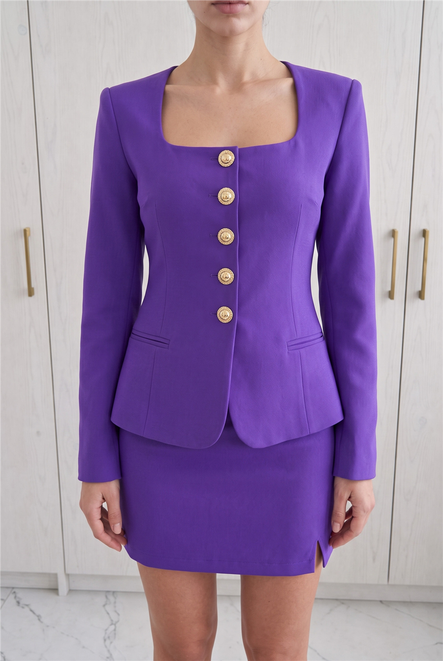 Eva Button Suit Mor