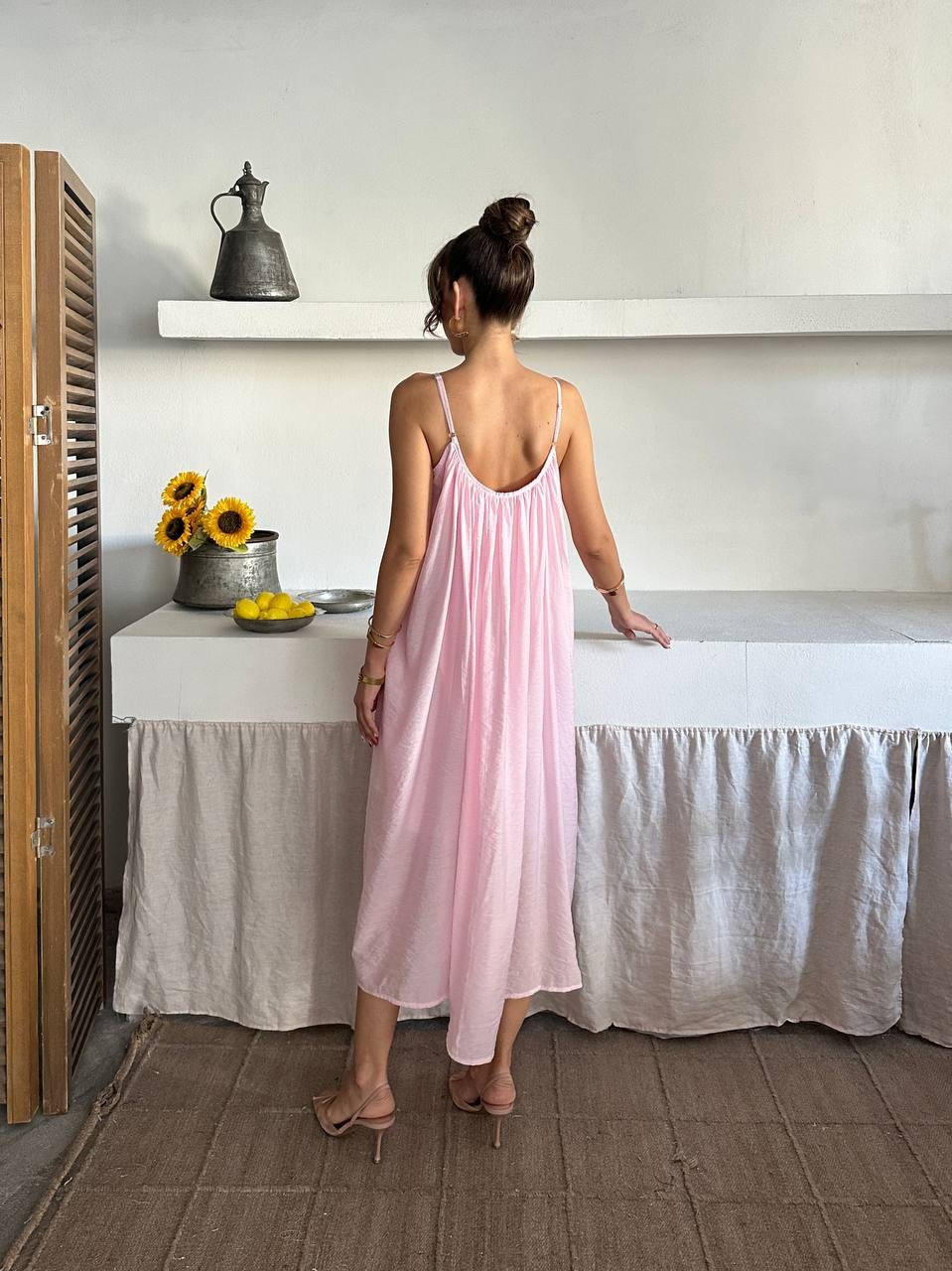 Fiona Yazlık Askılı Elbise Pembe