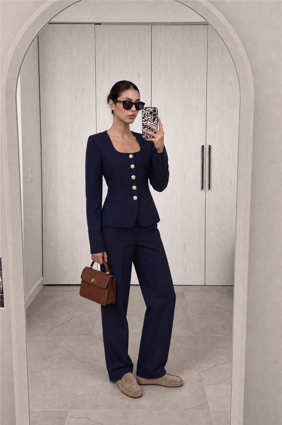 Jane Button Tailored Suit Lacivert