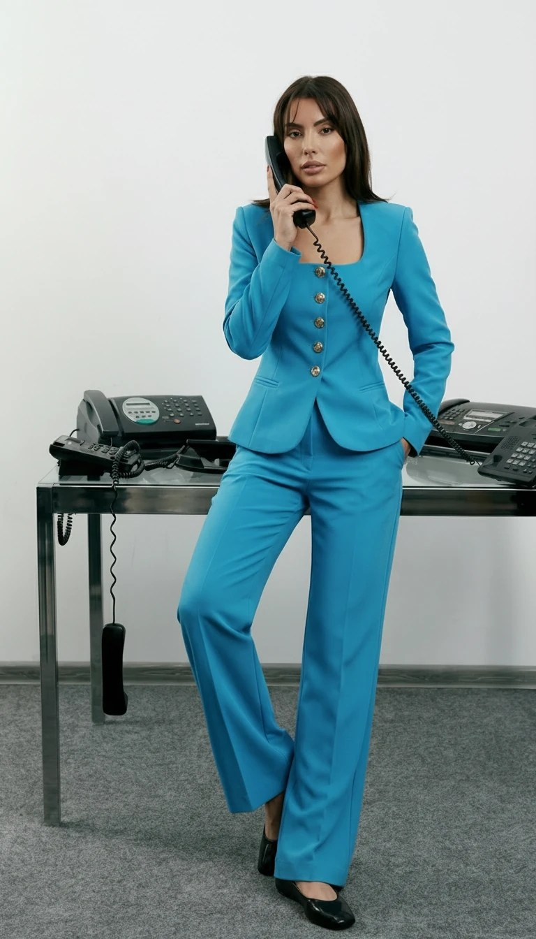 Jane Button Tailored Suit Mavi