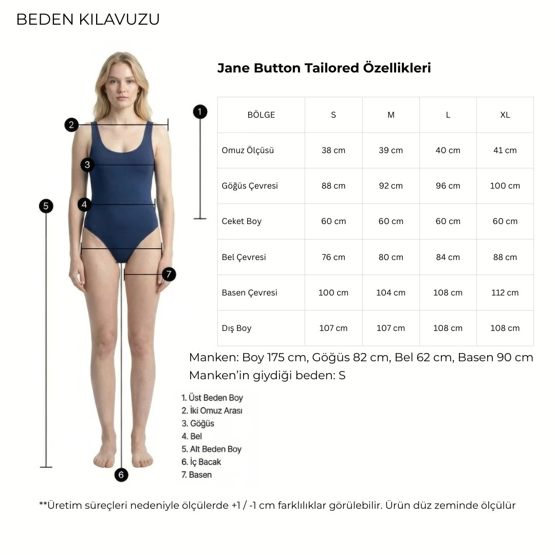 Jane Button Tailored Suit Mavi