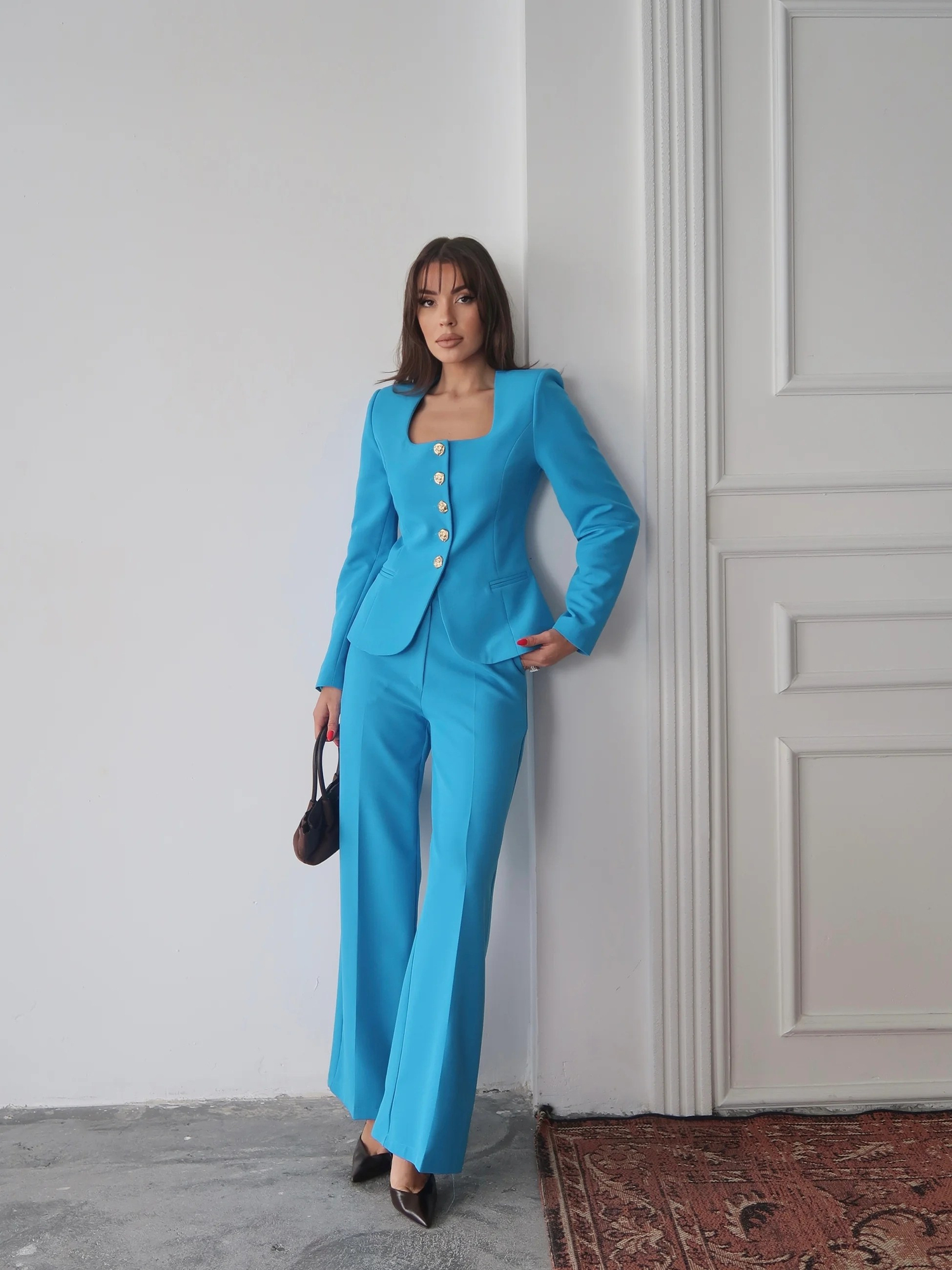 Jane Button Tailored Suit Mavi