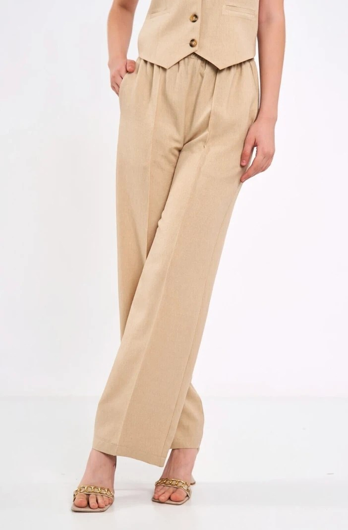 Keten Beli Lastikli Pantolon