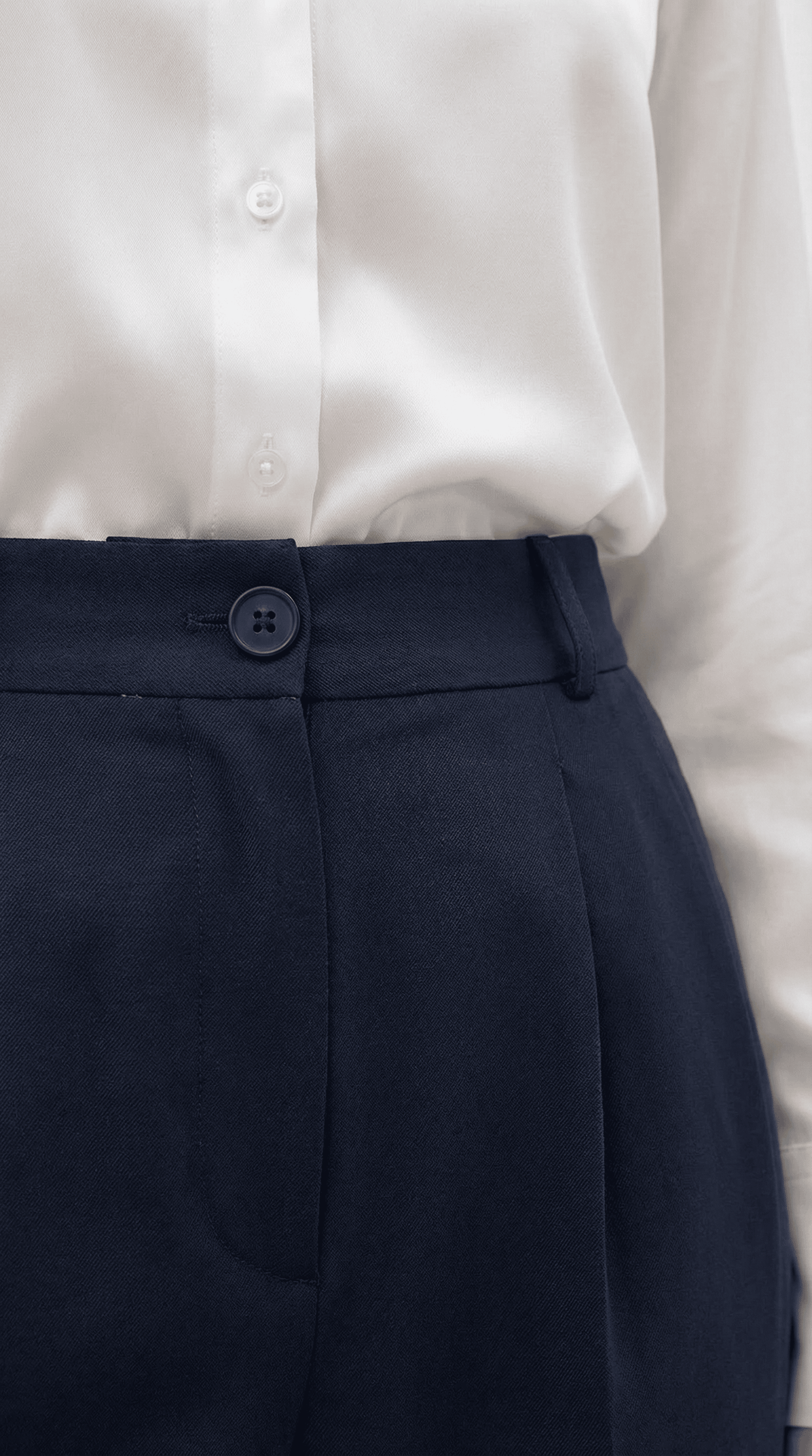 Lacivert Yüksek Bel Pilili Wide Leg/Geniş Paça Dokuma Pantolon 25SWS5924 Palazzo