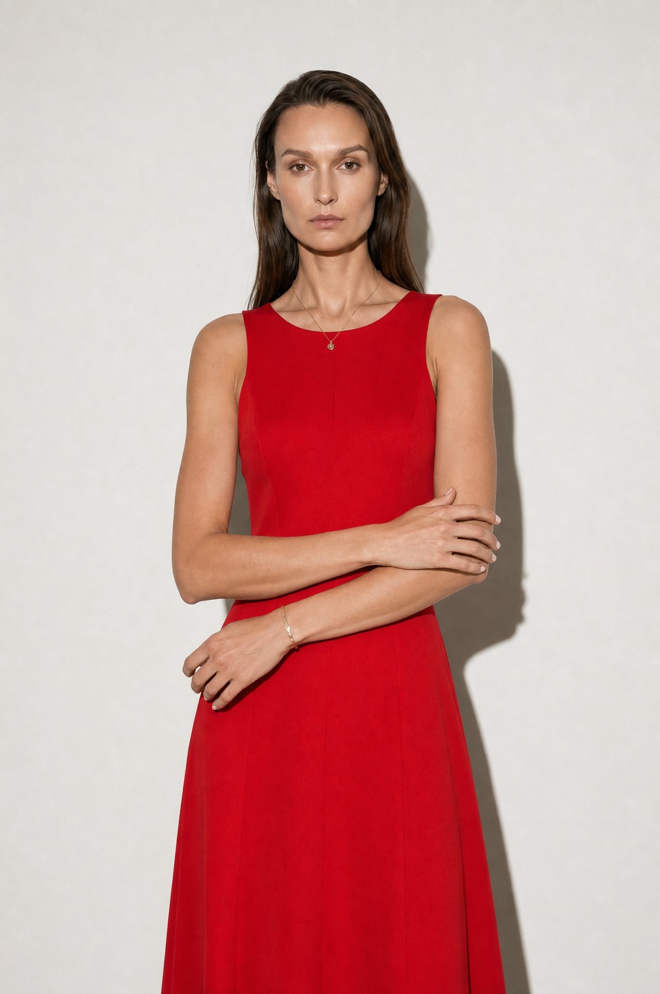 Lacy halter yaka elbise Kırmızı