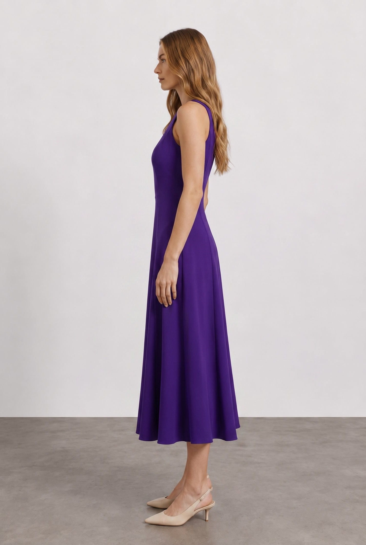 Lacy Halter Yaka Elbise Mor