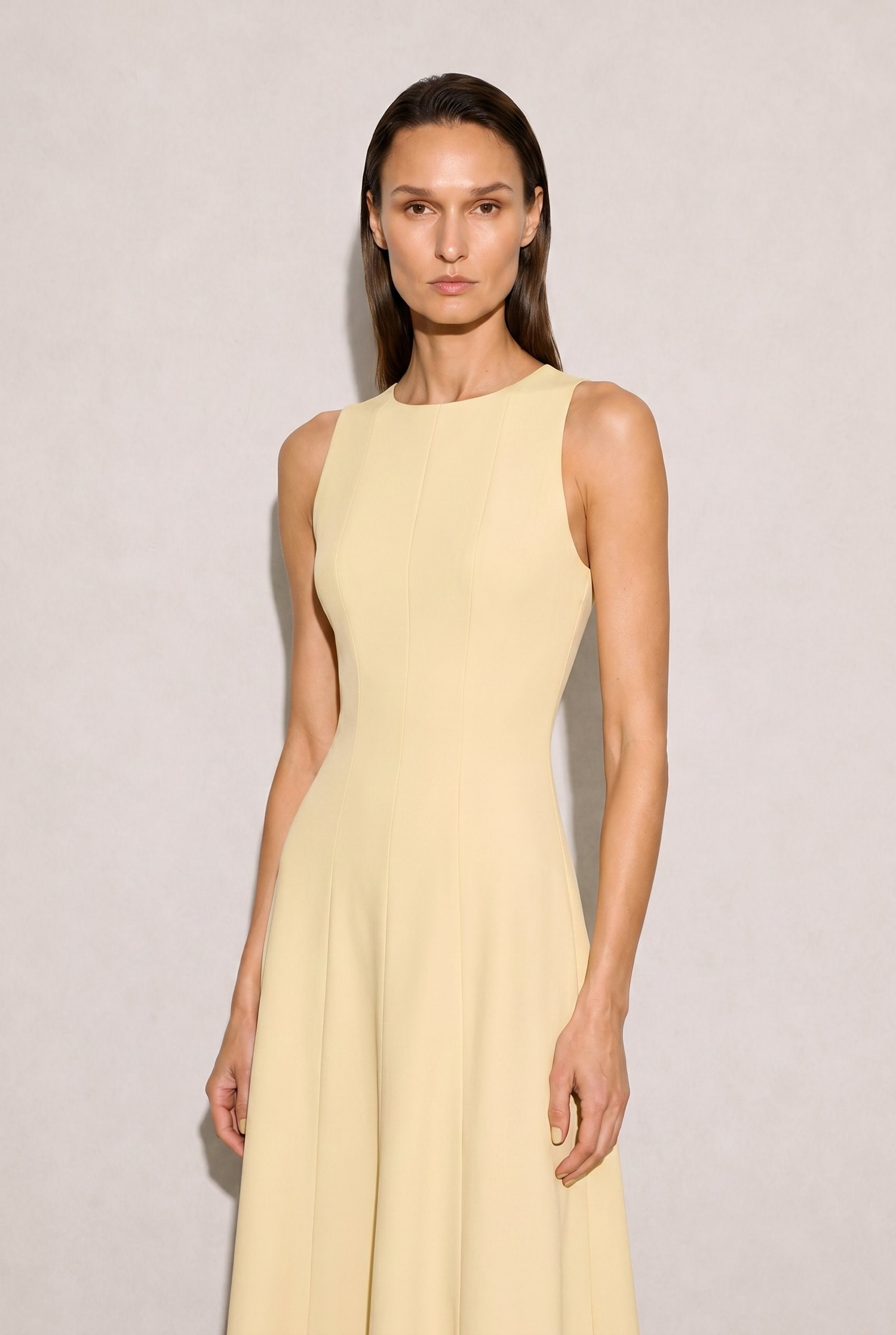 Lacy Halter Yaka Elbise Sarı
