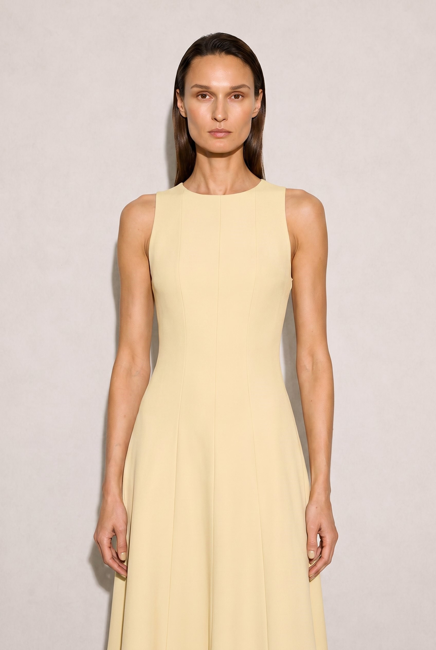 Lacy Halter Yaka Elbise Sarı