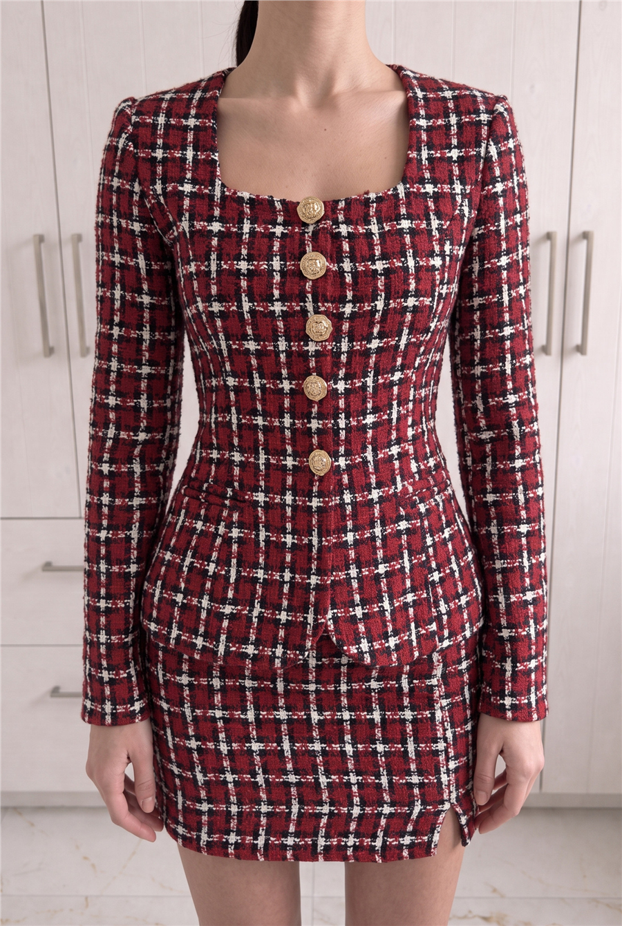 Luna Button Suit Kırmızı