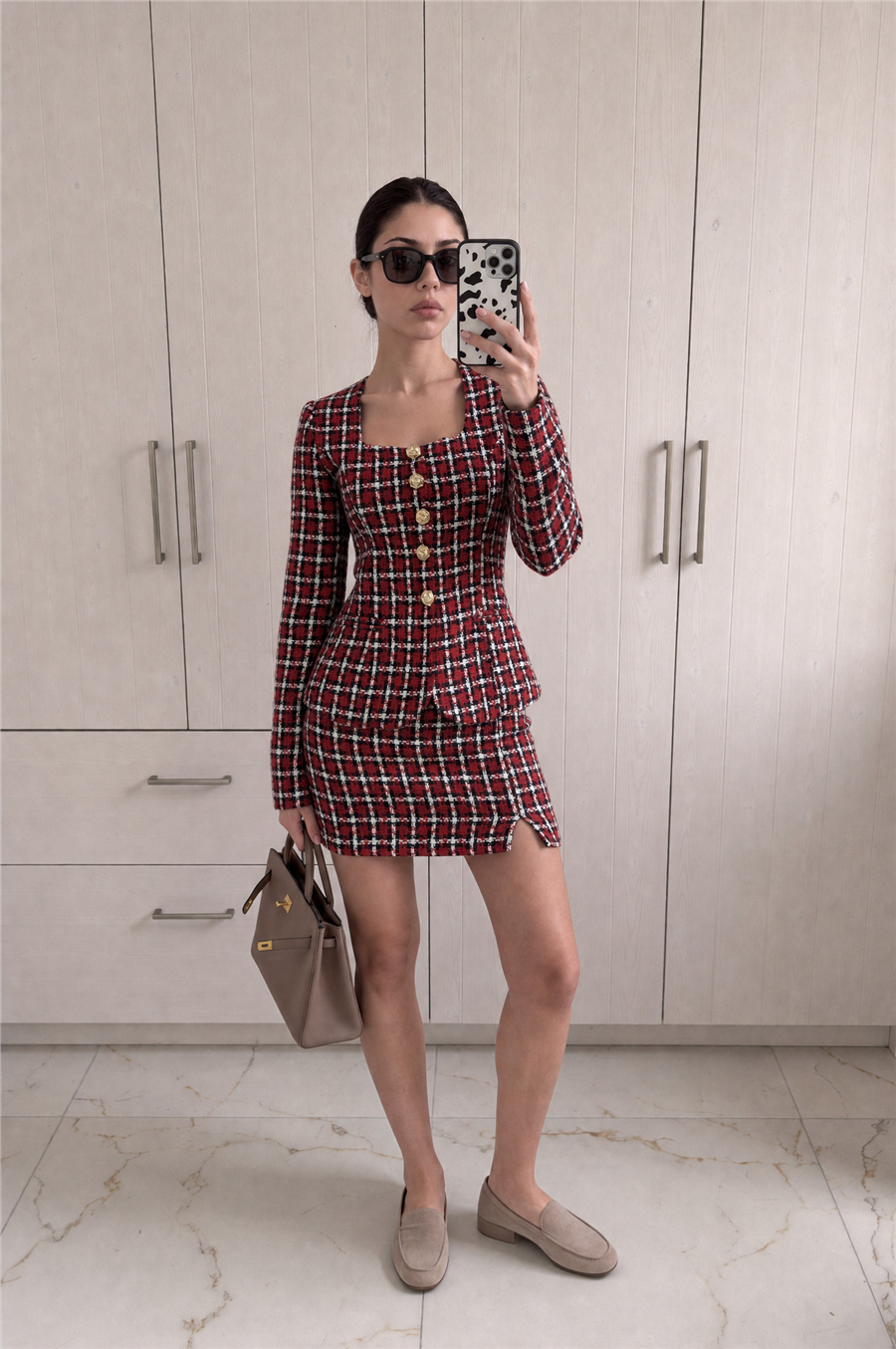 Luna Button Suit Kırmızı