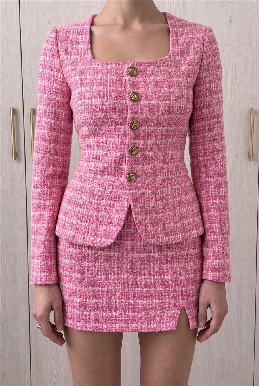 Luna Button Suit Pembe