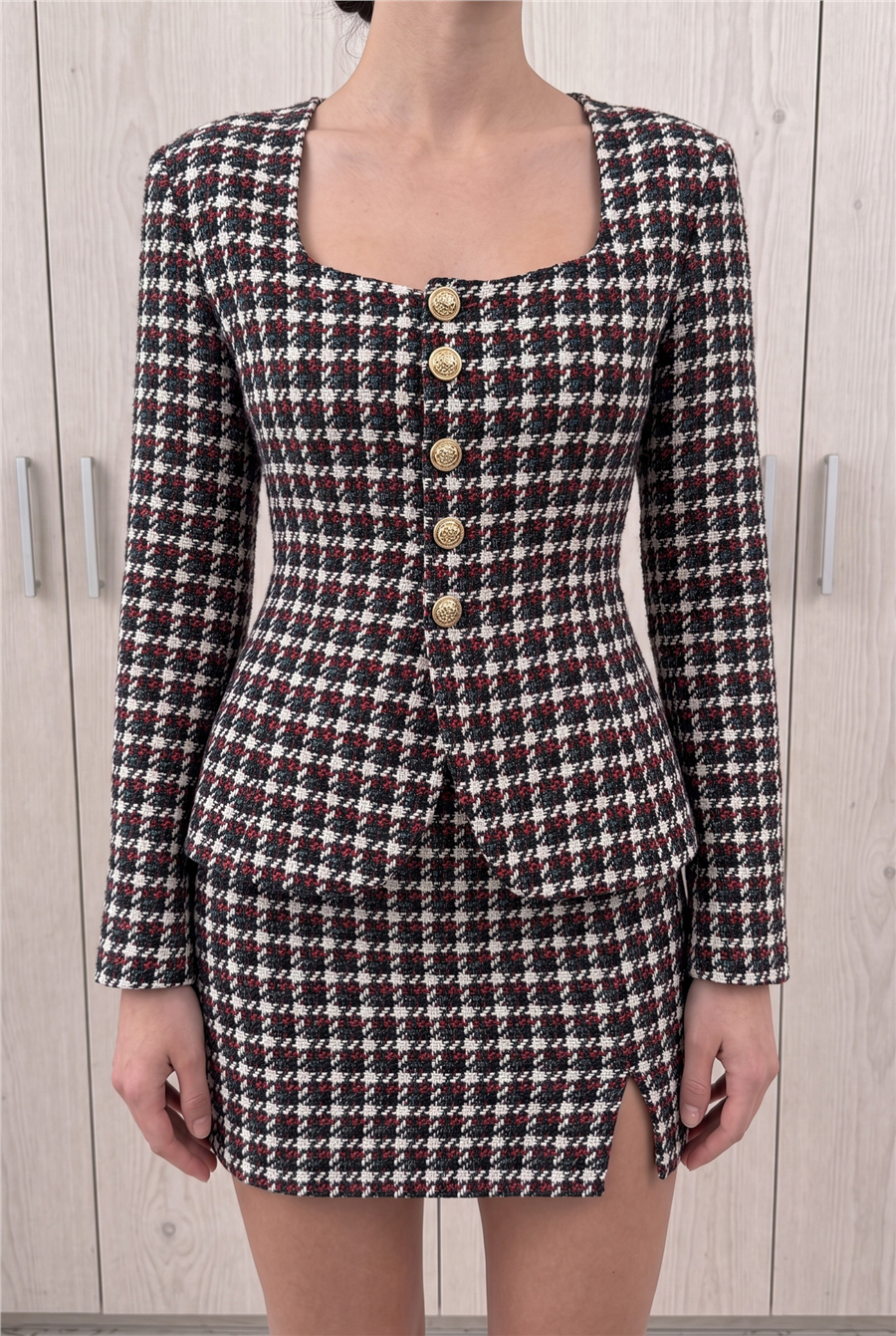 Luna Button Suit Siyah