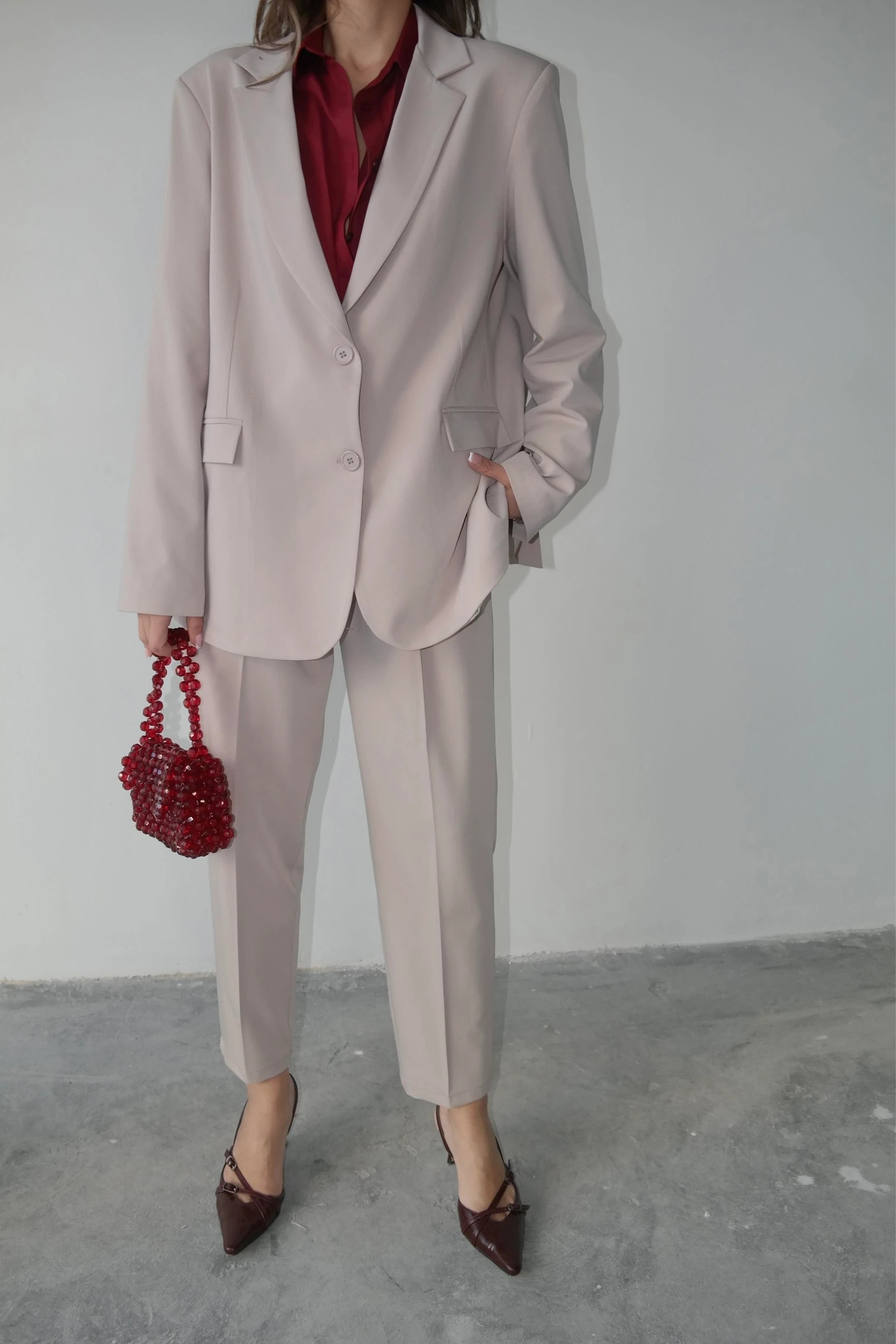 Maskülen Blazer Ceket Bej