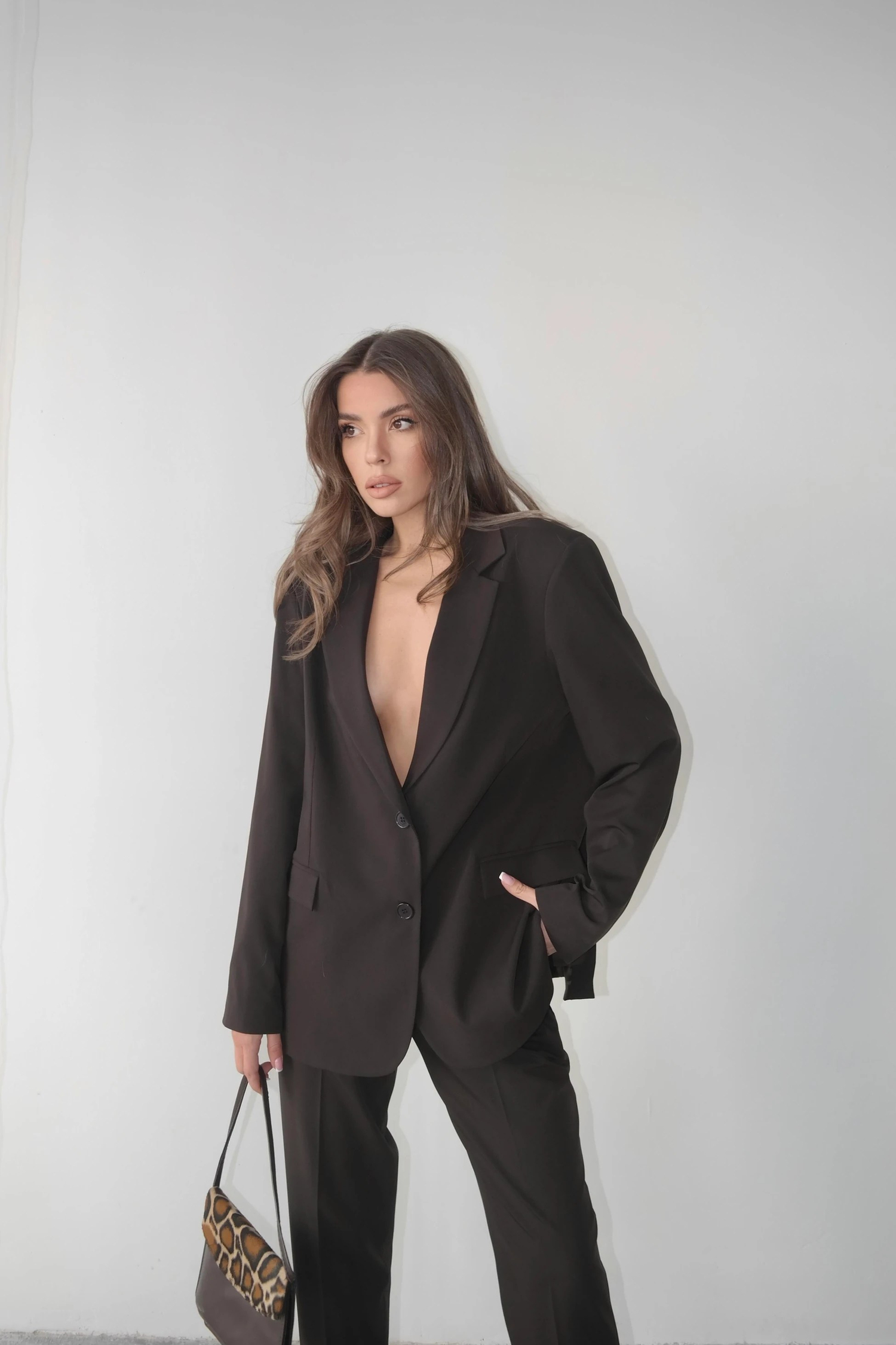 Maskülen Blazer Ceket Kahverengi