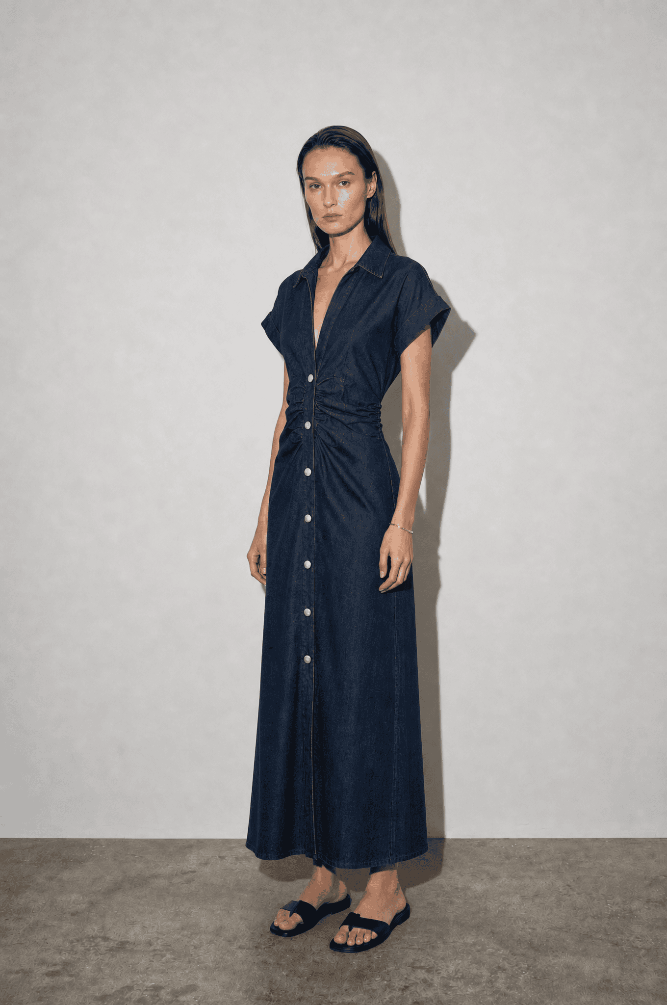 Melinda Drapeli Denim Elbise