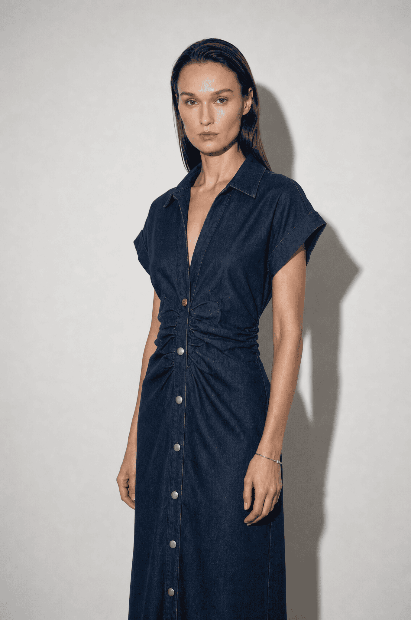 Melinda Drapeli Denim Elbise