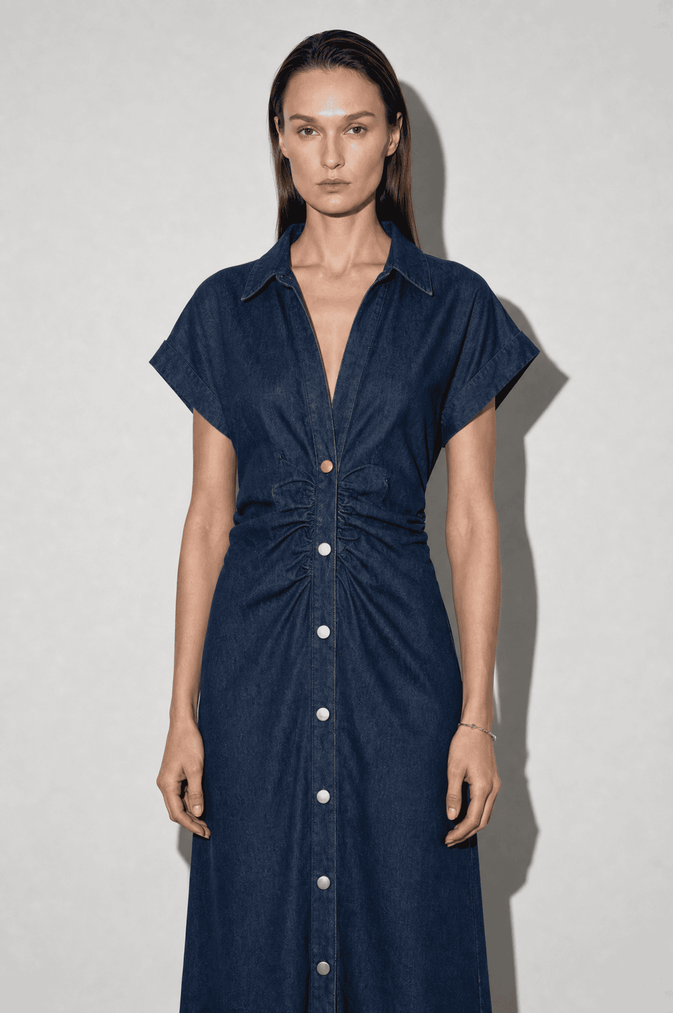Melinda Drapeli Denim Elbise