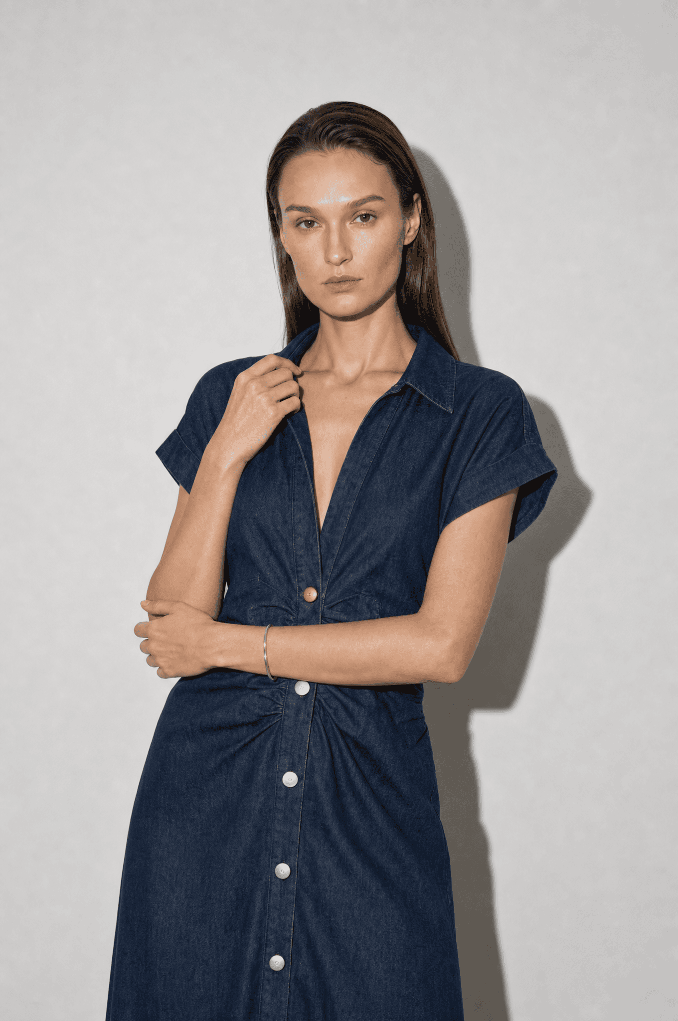 Melinda Drapeli Denim Elbise