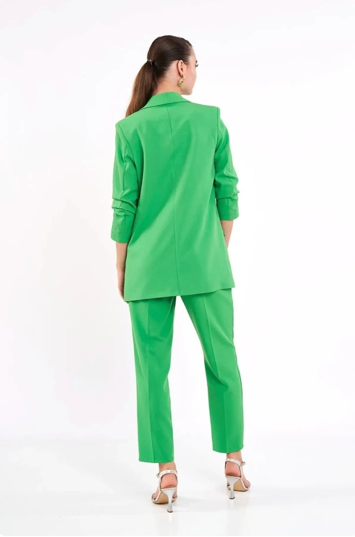 Mia Kolu Büzgülü Blazer Ceket Yeşil