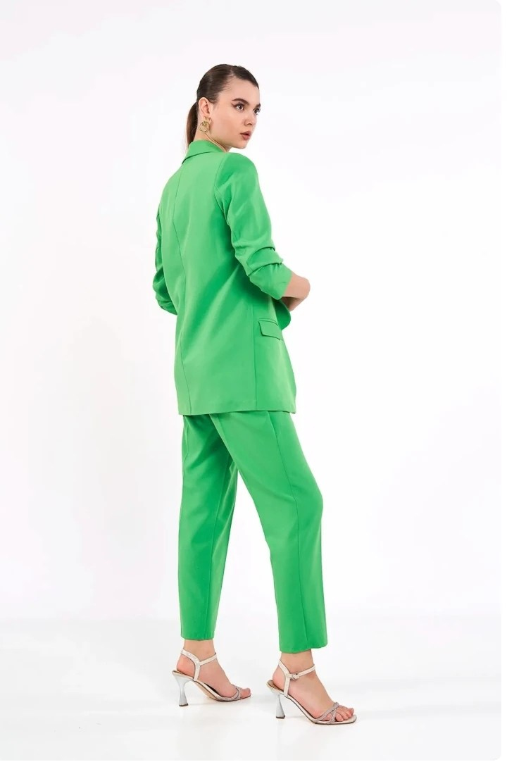 Mia Kolu Büzgülü Blazer Ceket Yeşil