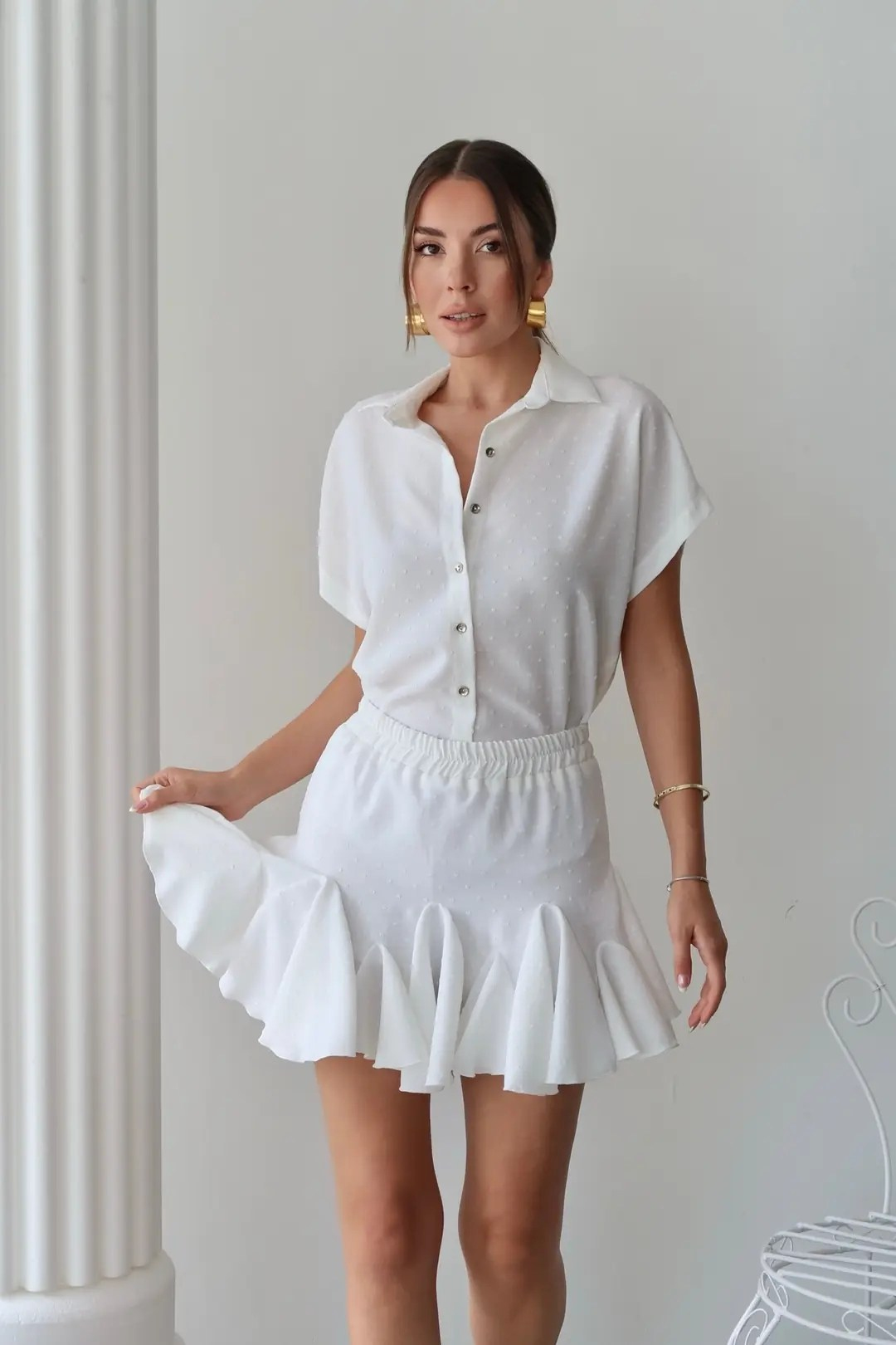 Mini Şortlu Etek Beyaz