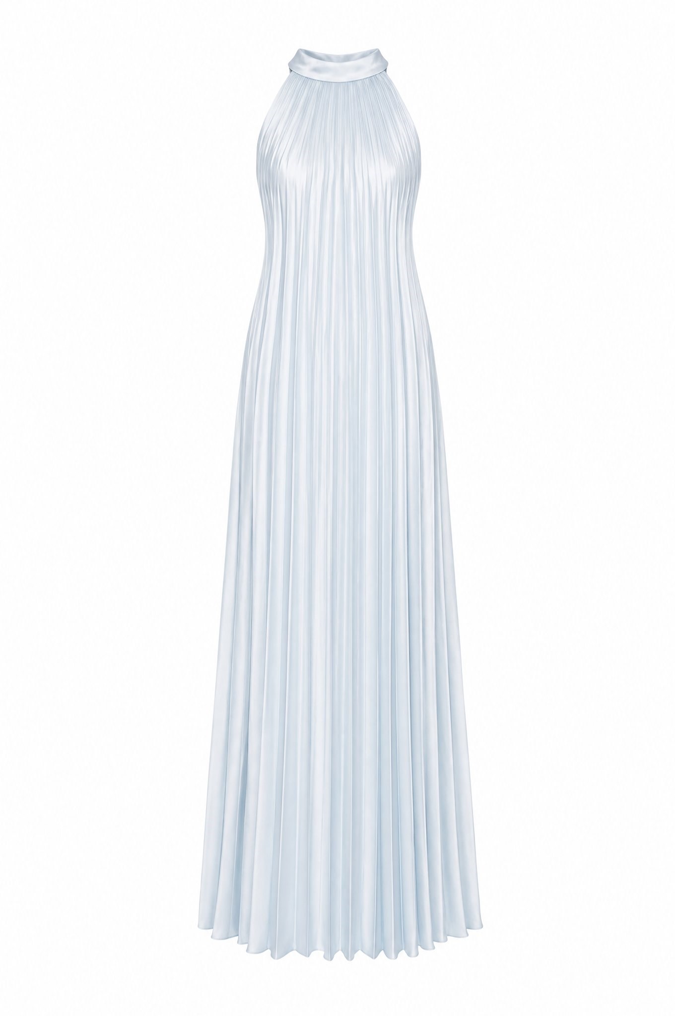 Nora Piliseli Saten Elbise Buz Mavisi
