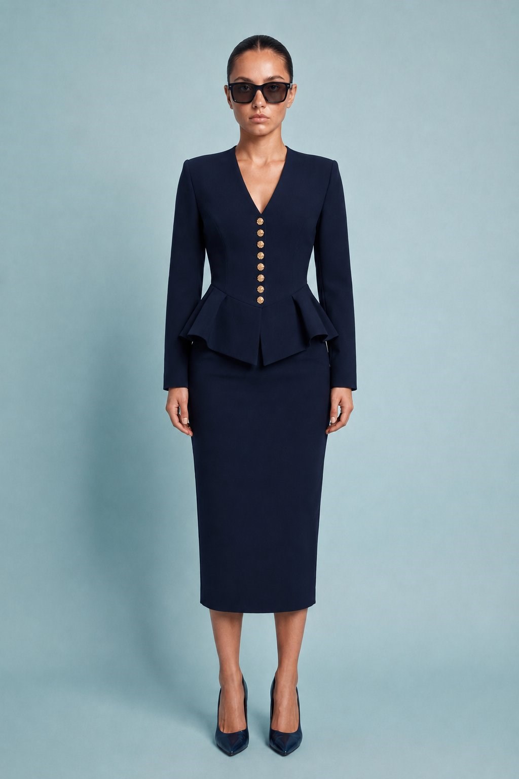 Odette Peplum Suit Lacivert