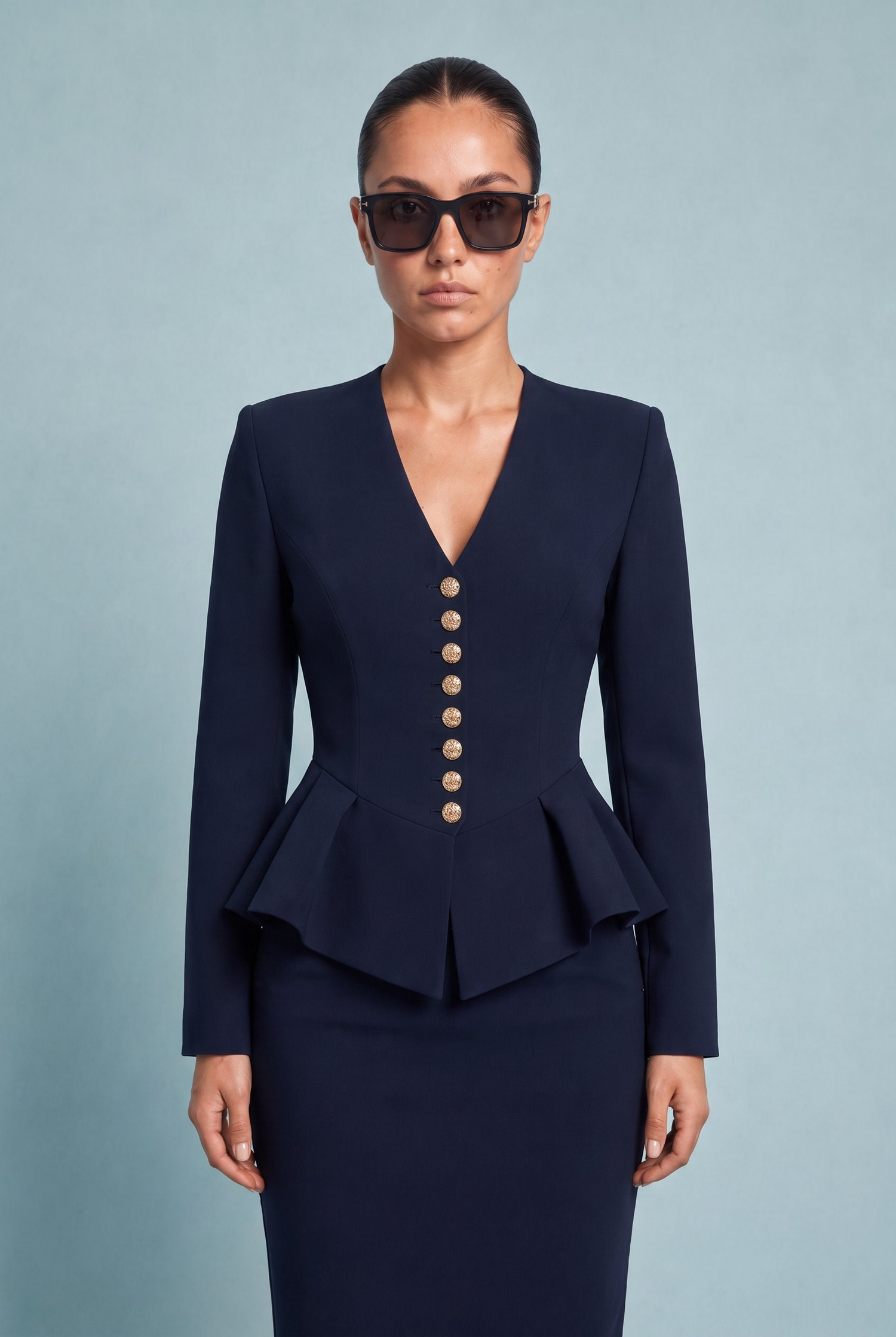 Odette Peplum Suit Lacivert