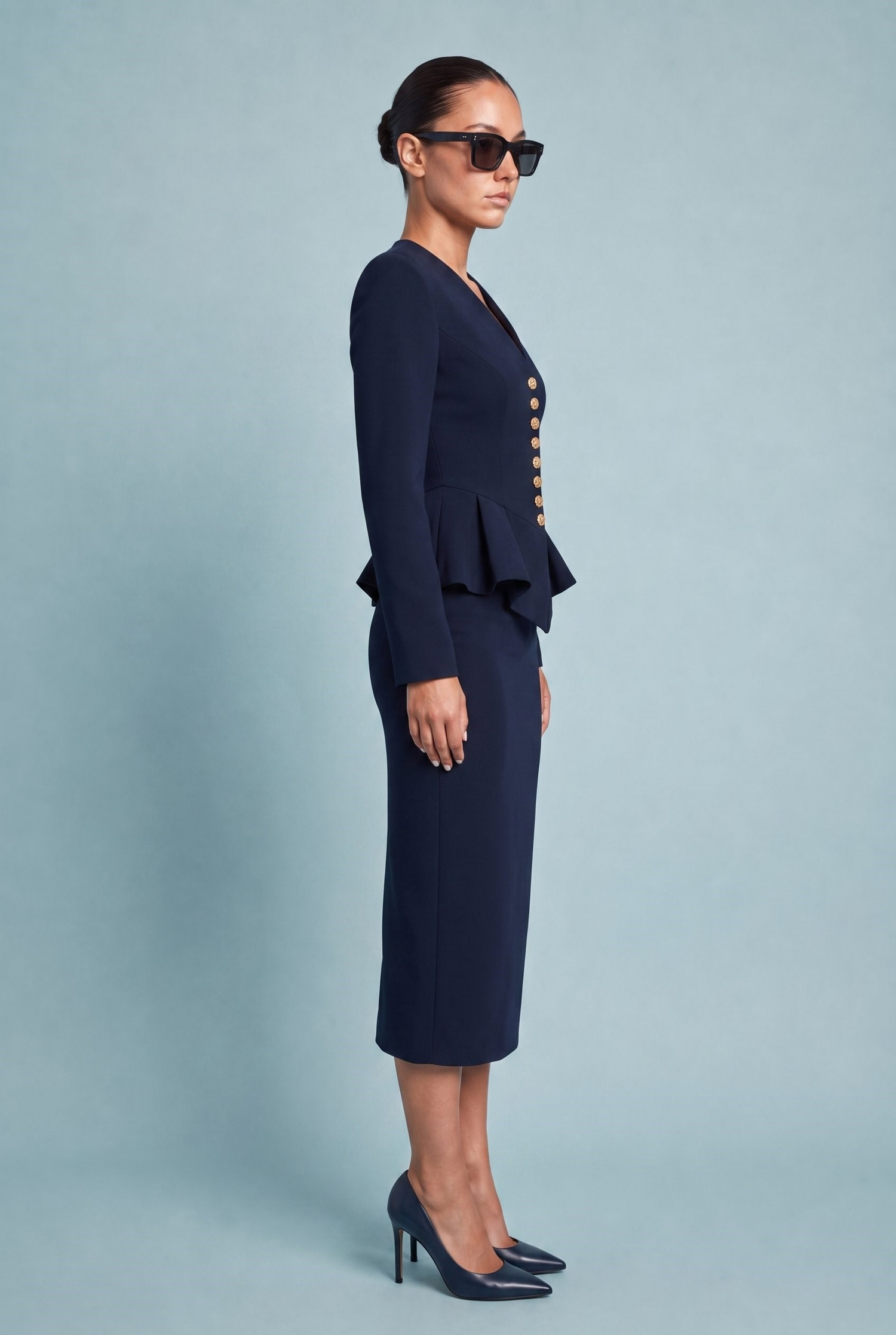 Odette Peplum Suit Lacivert