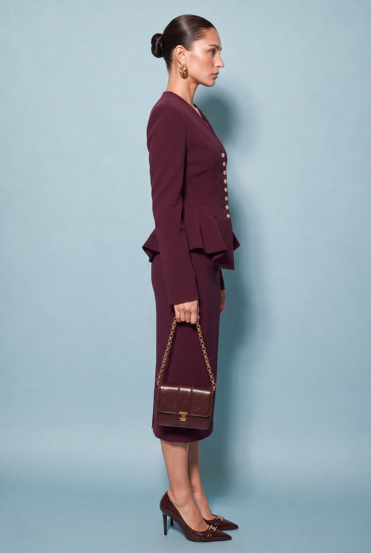 Odette Peplum Suit Mürdüm